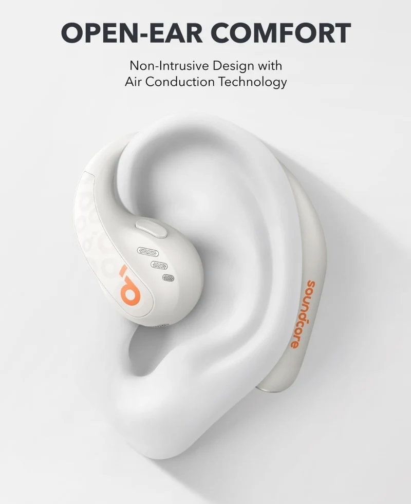 Soundcore by Anker AeroFit Pro Open-Ear Headphones, Ultra Comfort, Secure Fit, Ergonomic Design, Rich Sound with LDAC, Bluetooth 5.3, IP55 Water-Resistant, 46H Playtime, App Control, Wireless Earbuds