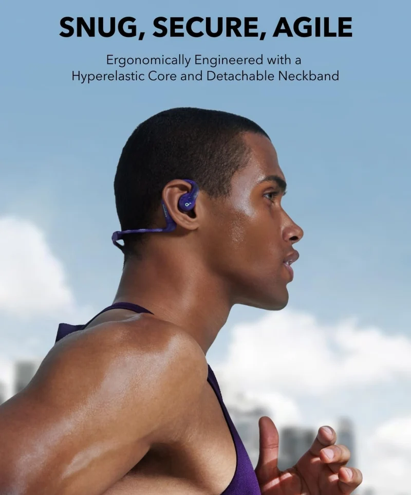 Soundcore by Anker AeroFit Pro Open-Ear Headphones, Ultra Comfort, Secure Fit, Ergonomic Design, Rich Sound with LDAC, Bluetooth 5.3, IP55 Water-Resistant, 46H Playtime, App Control, Wireless Earbuds