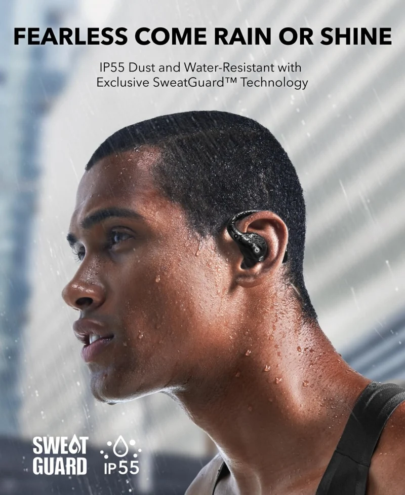 Soundcore by Anker AeroFit Pro Open-Ear Headphones, Ultra Comfort, Secure Fit, Ergonomic Design, Rich Sound with LDAC, Bluetooth 5.3, IP55 Water-Resistant, 46H Playtime, App Control, Wireless Earbuds