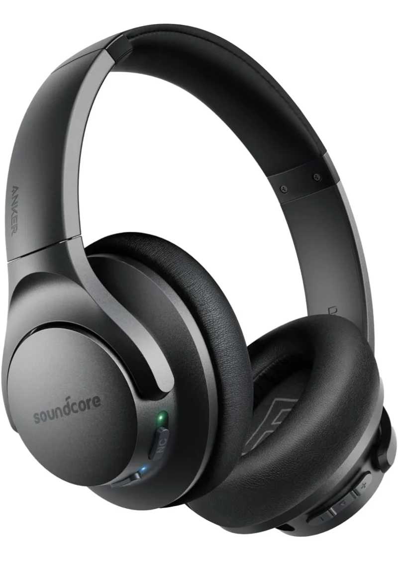 Soundcore Anker Life Q20 Hybrid Active Noise Cancelling Headphones, Wireless Over Ear Bluetooth Headphones, 70H Playtime, Hi-Res Audio, Deep Bass, Memory Foam Ear Cups, Travel, Office, USB-C Charging