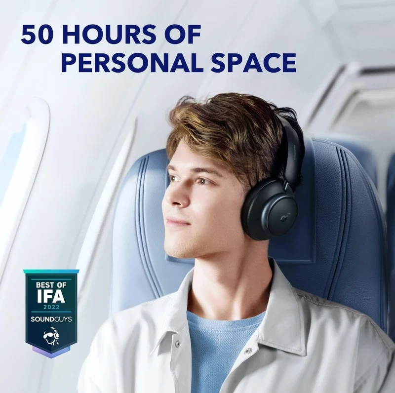 Soundcore by Anker Space Q45 Adaptive Active Noise Cancelling Headphones, Reduce Noise by Up to 98%, 50H Playtime, App Control, LDAC Hi-Res Wireless Audio, Comfortable Fit, Clear Calls, Bluetooth 5.3