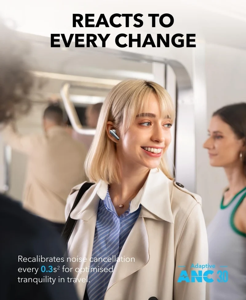 Soundcore Liberty 4 Pro by Anker, Noise Cancelling Wireless Earbuds, 7-Sensor and Real-Time Adaptive Noise Cancelling, 2× Faster Charging, Studio-Level Hi-Fi Music, Clear Calls with 6 Mics and AI