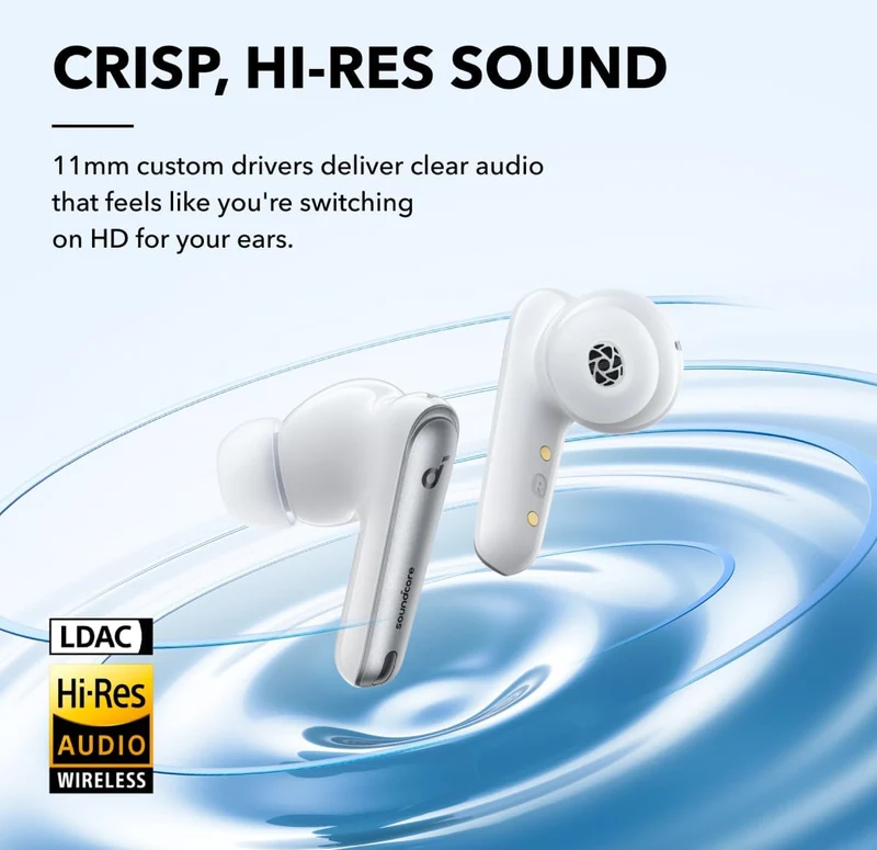 Soundcore by Anker Liberty 4 NC Noise Cancelling Earbuds, 98.5% Noise Reduction, Adaptive Noise Cancelling to Ears and Environment, Hi-Res Sound, 50H Battery, Wireless Charging, Bluetooth 5.3