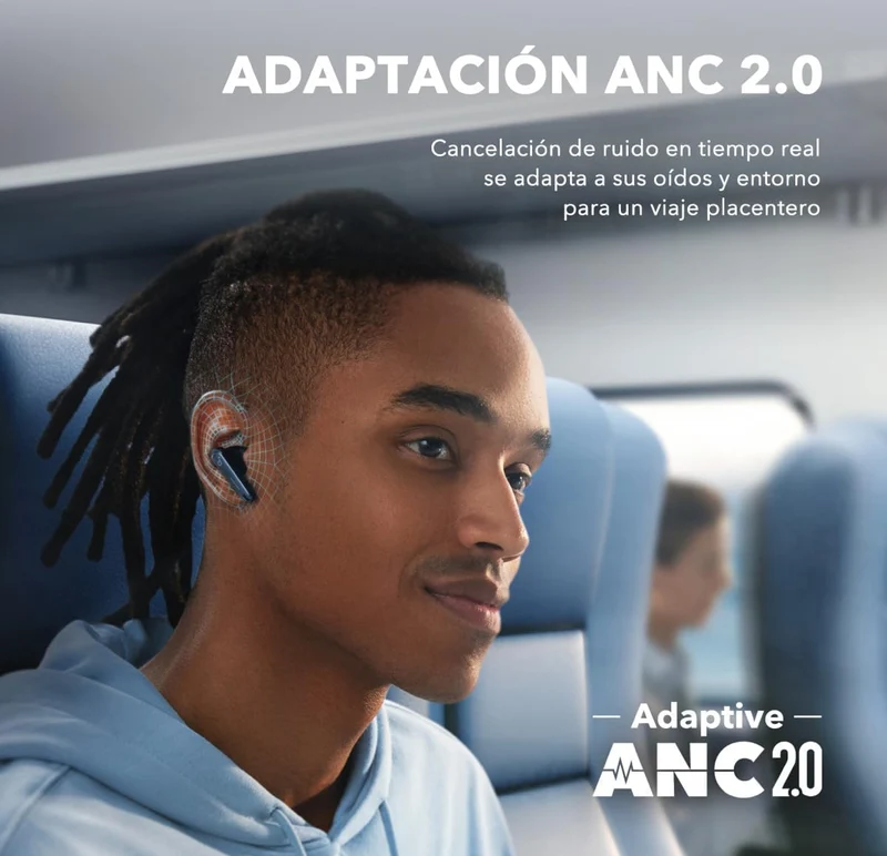Soundcore by Anker Liberty 4 NC Wireless Earbuds, 98.5% Noise Reduction, Adaptive Noise Cancelling to Ears and Environment, Hi-Res Sound, 50H Battery, Wireless Charging, Bluetooth 5.3