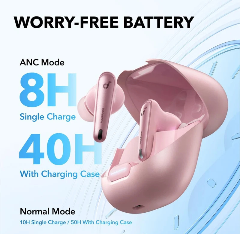 Soundcore by Anker Liberty 4 NC Wireless Earbuds, 98.5% Noise Reduction, Adaptive Noise Cancelling to Ears and Environment, Hi-Res Sound, 50H Battery, Wireless Charging, Bluetooth 5.3