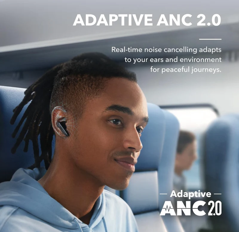 Soundcore by Anker Liberty 4 NC Wireless Earbuds, 98.5% Noise Reduction, Adaptive Noise Cancelling to Ears and Environment, Hi-Res Sound, 50H Battery, Wireless Charging, Bluetooth 5.3