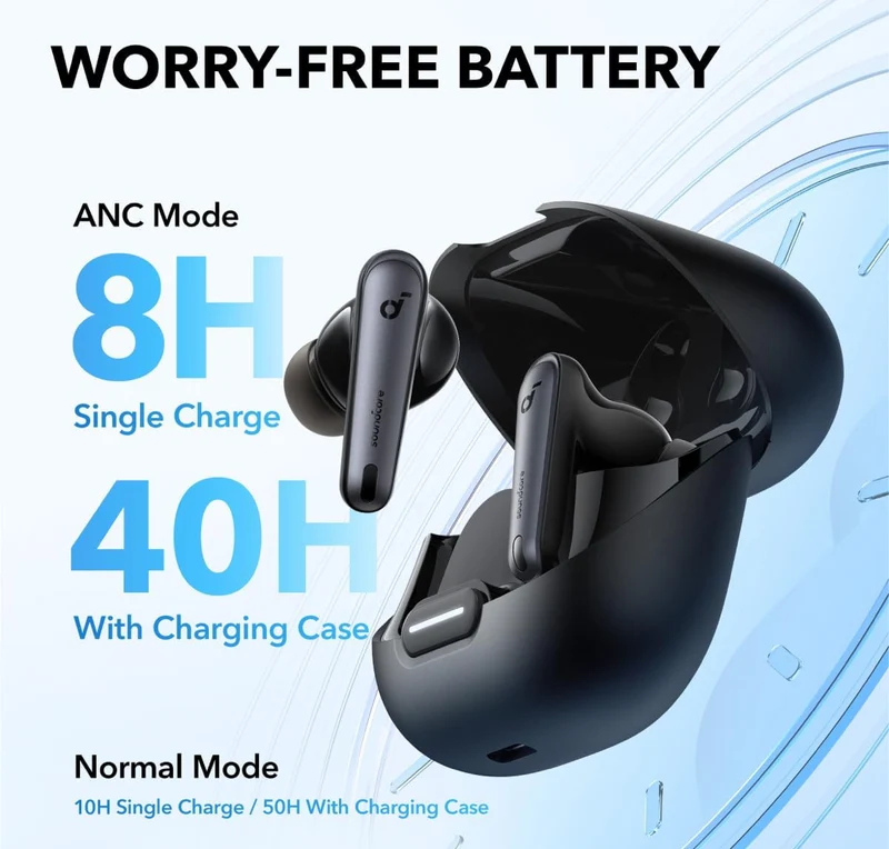 Soundcore by Anker Liberty 4 NC Wireless Earbuds, 98.5% Noise Reduction, Adaptive Noise Cancelling to Ears and Environment, Hi-Res Sound, 50H Battery, Wireless Charging, Bluetooth 5.3