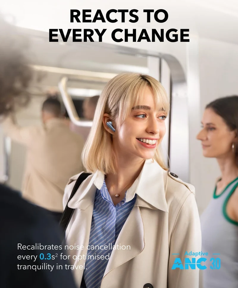 Soundcore Liberty 4 Pro by Anker, Noise Cancelling Wireless Earbuds, 7-Sensor and Real-Time Adaptive Noise Cancelling, 2× Faster Charging, Studio-Level Hi-Fi Music, Clear Calls with 6 Mics and AI