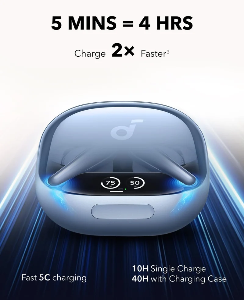 Soundcore Liberty 4 Pro by Anker, Noise Cancelling Wireless Earbuds, 7-Sensor and Real-Time Adaptive Noise Cancelling, 2× Faster Charging, Studio-Level Hi-Fi Music, Clear Calls with 6 Mics and AI
