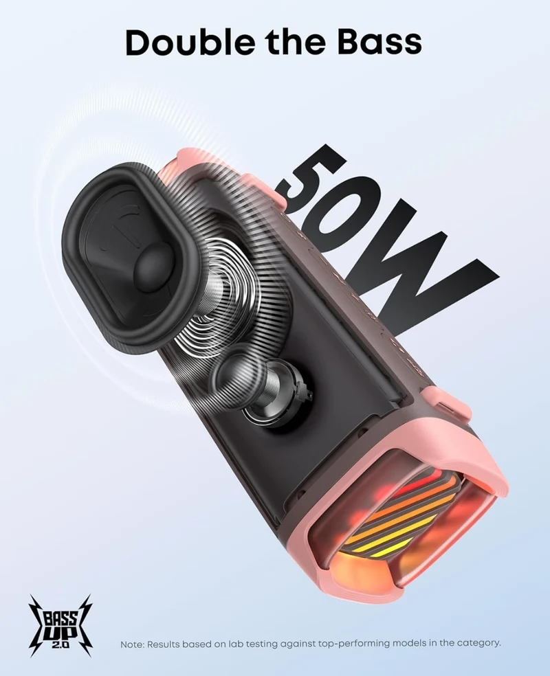 Soundcore Boom 3i by Anker, Rugged Outdoor Speakers, IP68 Waterproof, Floating Playback, Saltwater-Resistant, BassUp 2.0, 50W Portable Speaker, Bluetooth 5.3, 16H, TWS, Kayak/Fishing/Camping-Brown