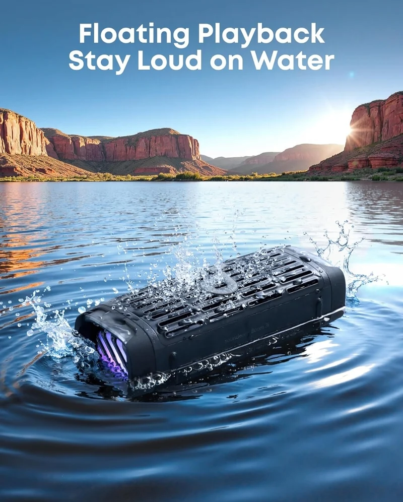 Soundcore Boom 3i by Anker, Rugged Outdoor Speakers, IP68 Waterproof, Floating Playback, Saltwater-Resistant, BassUp 2.0, 50W Portable Speaker, Bluetooth 5.3, 16H Playtime, TWS, Kayak/Fishing/Camping