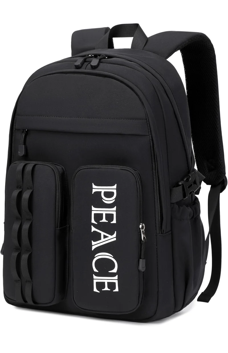 College Bookbag Laptop Backpacks 15.6 Inch Kids Elementary School Bag for Teens Girls Boys Water Resistant Sport Travel Back Pack Women Men Work Business Computer Rucksack Black