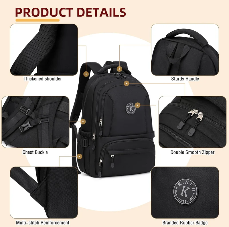 Laptop Backpack for Women Men 17 Inch , Anti Theft Carry on Travel Backpacks, Water Resistant College Bookbag Large Kids School Bag for Teens Boys Girls Business Work Back Pack Casual Daypack Black
