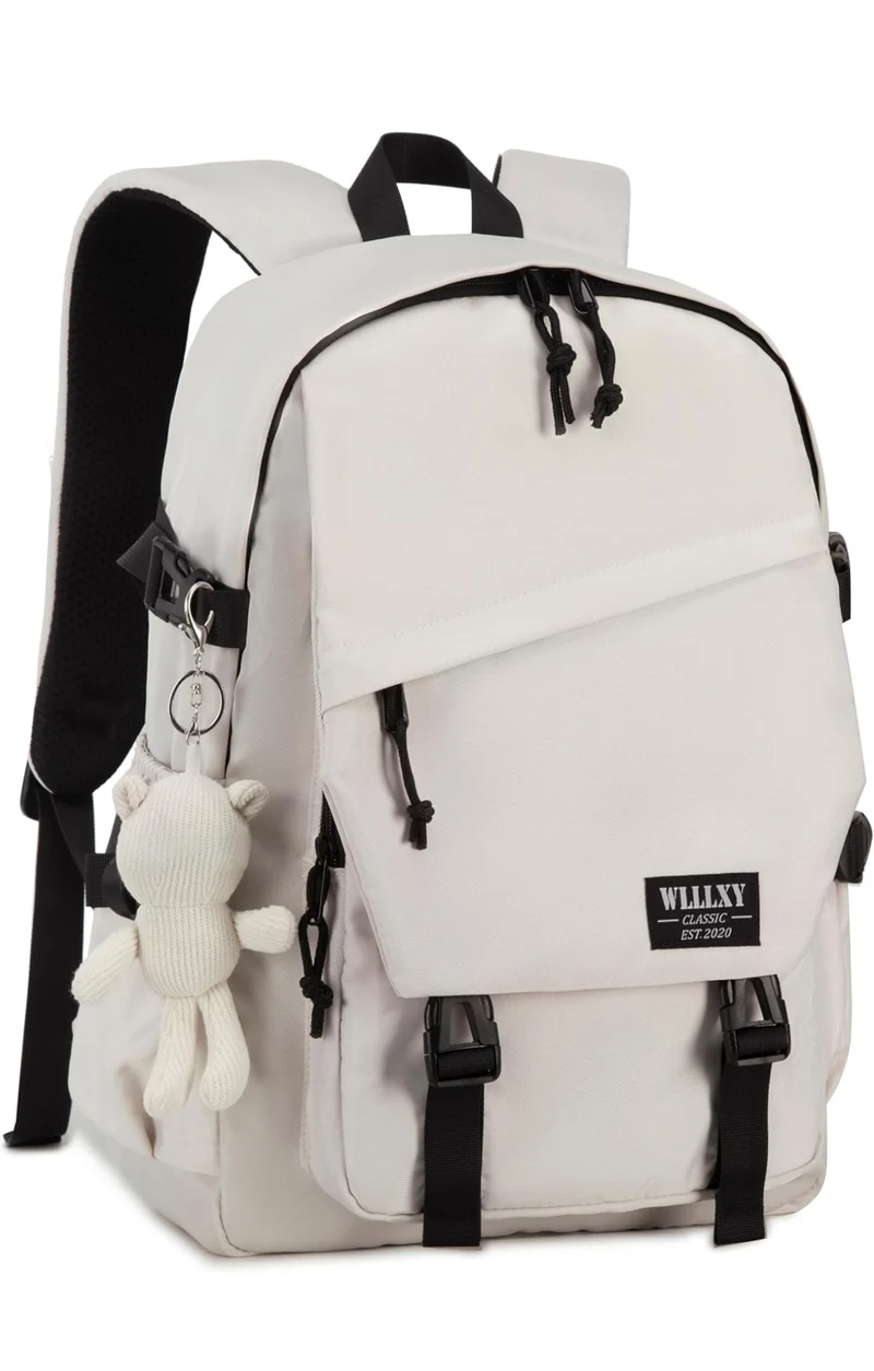 Laptop Backpack for Women, 15.6 Inch Work Laptop Bag Anti Theft Travel Backpacks Large School Bags Bookbag Casual Daypack Computer Bookbags for Teens Girls Students Off white