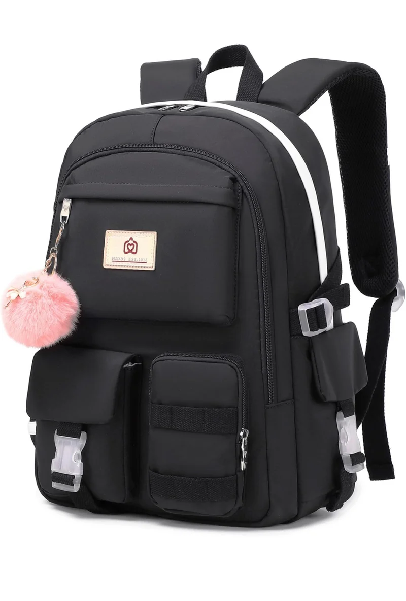 Backpack for Girls Laptop Backpacks 15.6 Inch College Cute Bookbag Anti Theft Primary Elementary School Bag Casual Daypack for Students Teens Girl Women (Black)