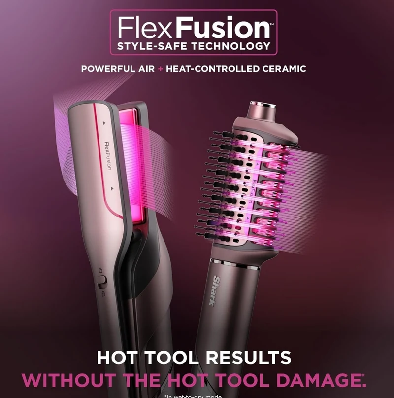 Shark FlexFusion Hair Straightener & Powerful Hair Dryer with Fusion Brush - NEW