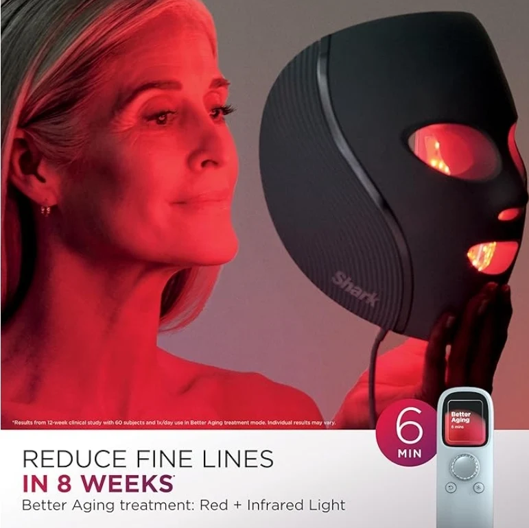 Shark CryoGlow LED Therapy Mask & Under-Eye Cooling Remote – Blue Frost Edition