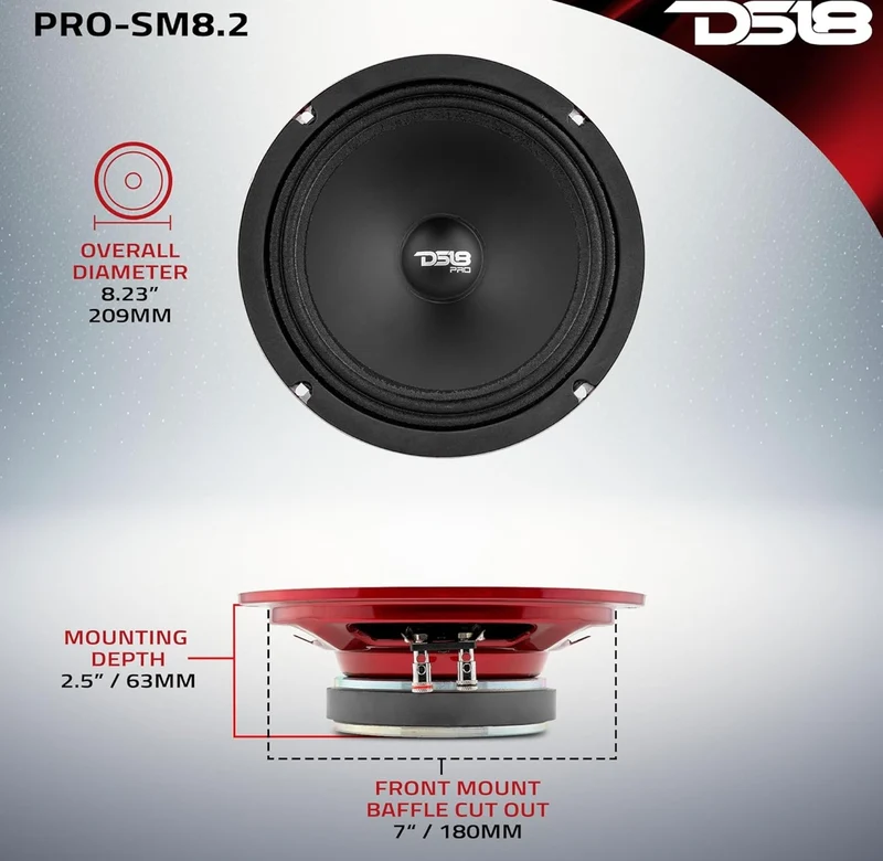 DS18 PRO-SM8.2 8" Slim Loudspeaker – 8 INCHES Midrange - 1PC