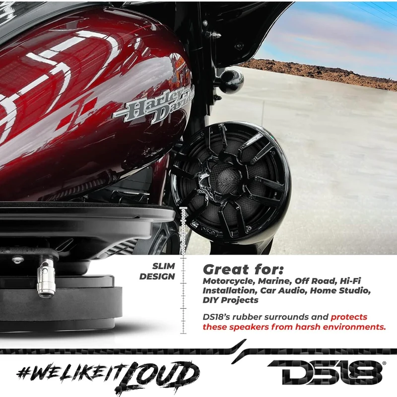 DS18 PRO-CF6.4SL 6.5" Slim Mid-Bass Loudspeaker - Great Speaker for Motorcycles and Powersports - 1 PC