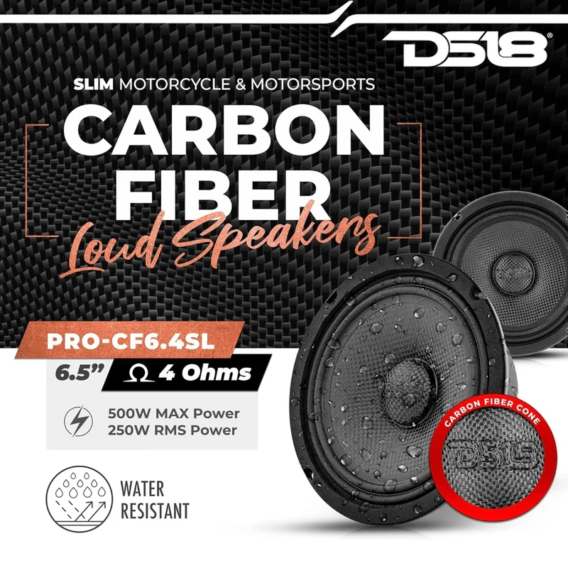 DS18 PRO-CF6.4SL 6.5" Slim Mid-Bass Loudspeaker - Great Speaker for Motorcycles and Powersports - 1 PC