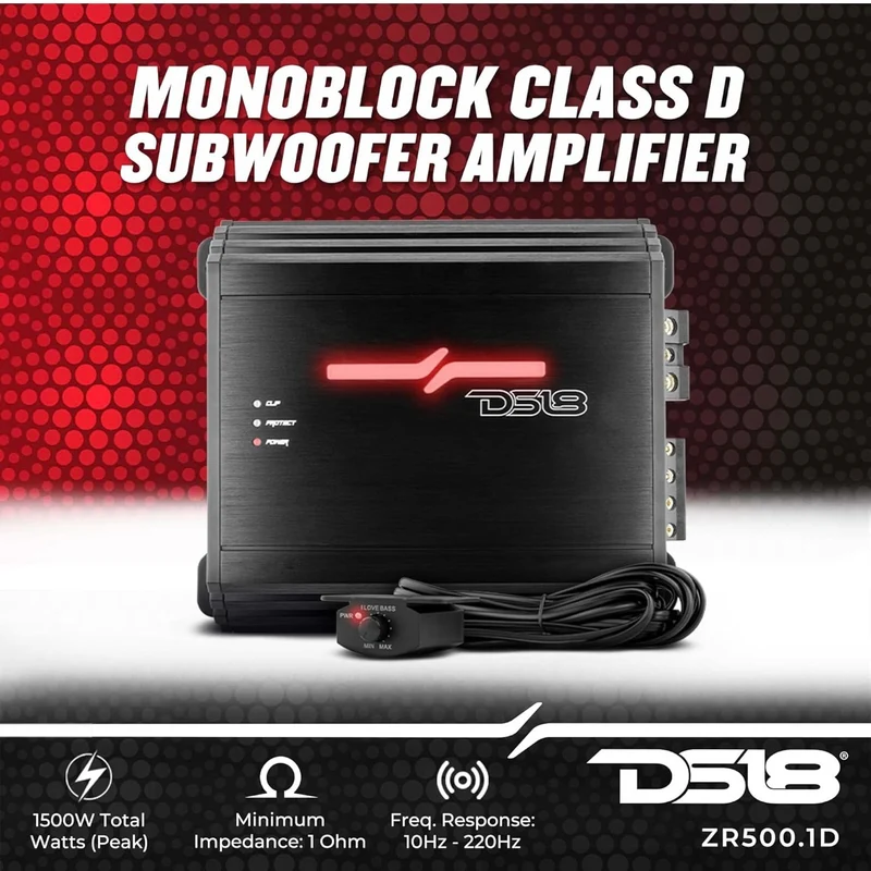 DS18 ZR500.1D Car Amplifier Class D Monoblock Amp with Remote Sub - New