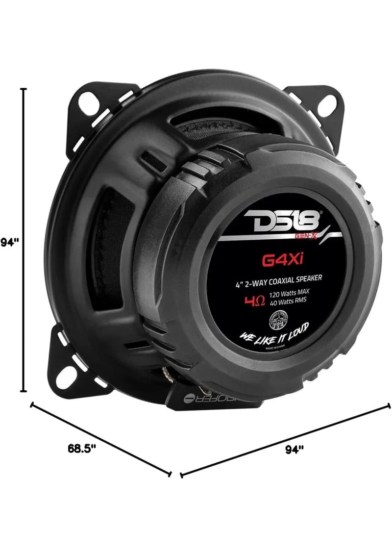 DS18 G4Xi GEN-X 4" 2-Way Coaxial Speakers 120 Watts Max Power 4-Ohm - PAIR