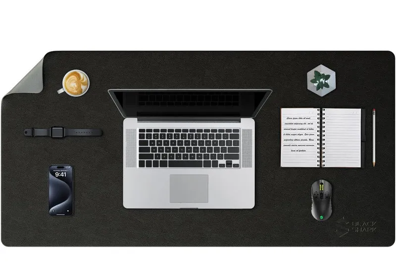Black Shark Non-Slip Desk Mat, Gaming Mouse Pad (23.6" x 13.7" x 0.12") Manta P8 - Black