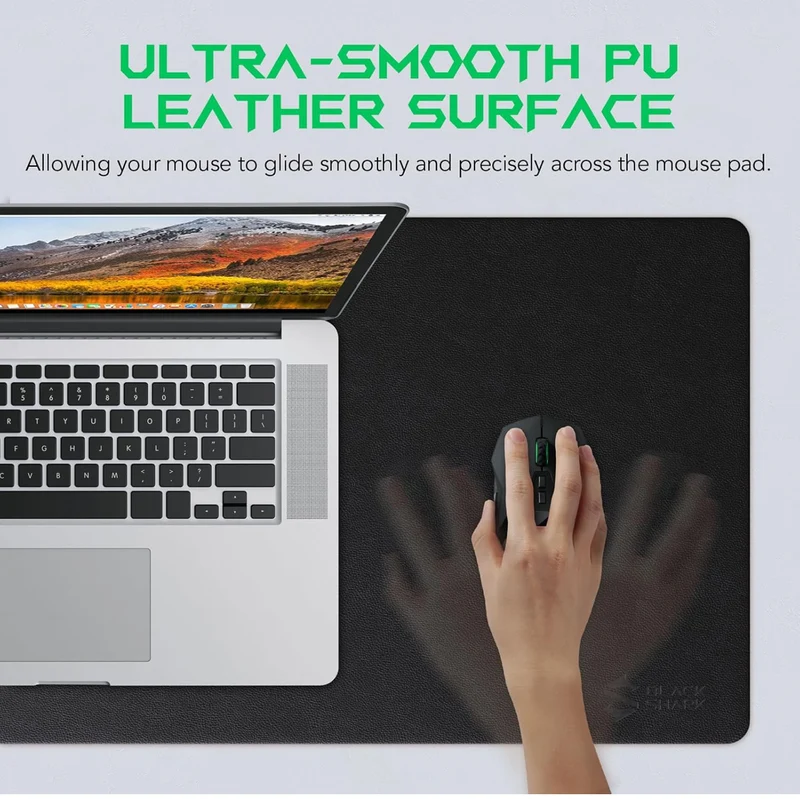 Black Shark Non-Slip Desk Mat, Gaming Mouse Pad (23.6" x 13.7" x 0.12") Manta P8 - Black