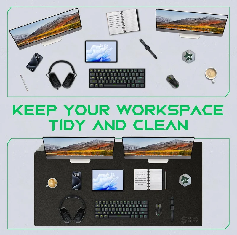 Black Shark Multifunctional Large Desk Pad, Gaming Mouse Pad Manta P11 - Black