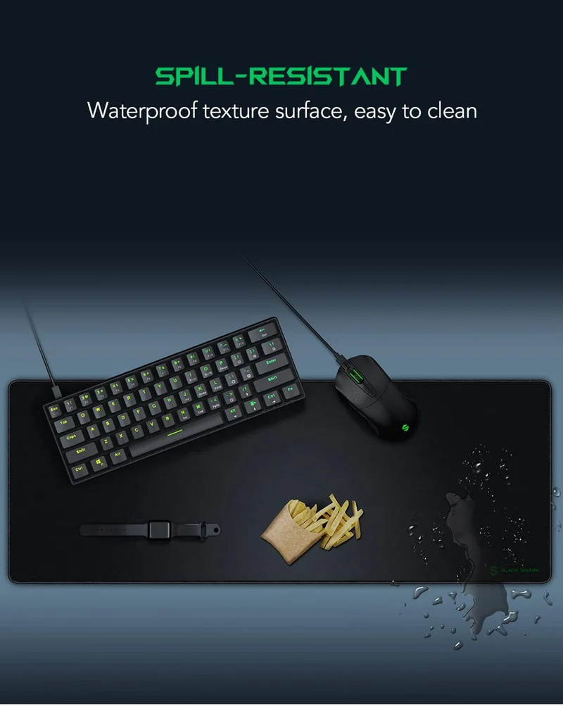 Black Shark Gaming Mouse Pad Desk Mat (31.5” x 11.8” x 0.15”) Non-Slip Rubber Base - NEW