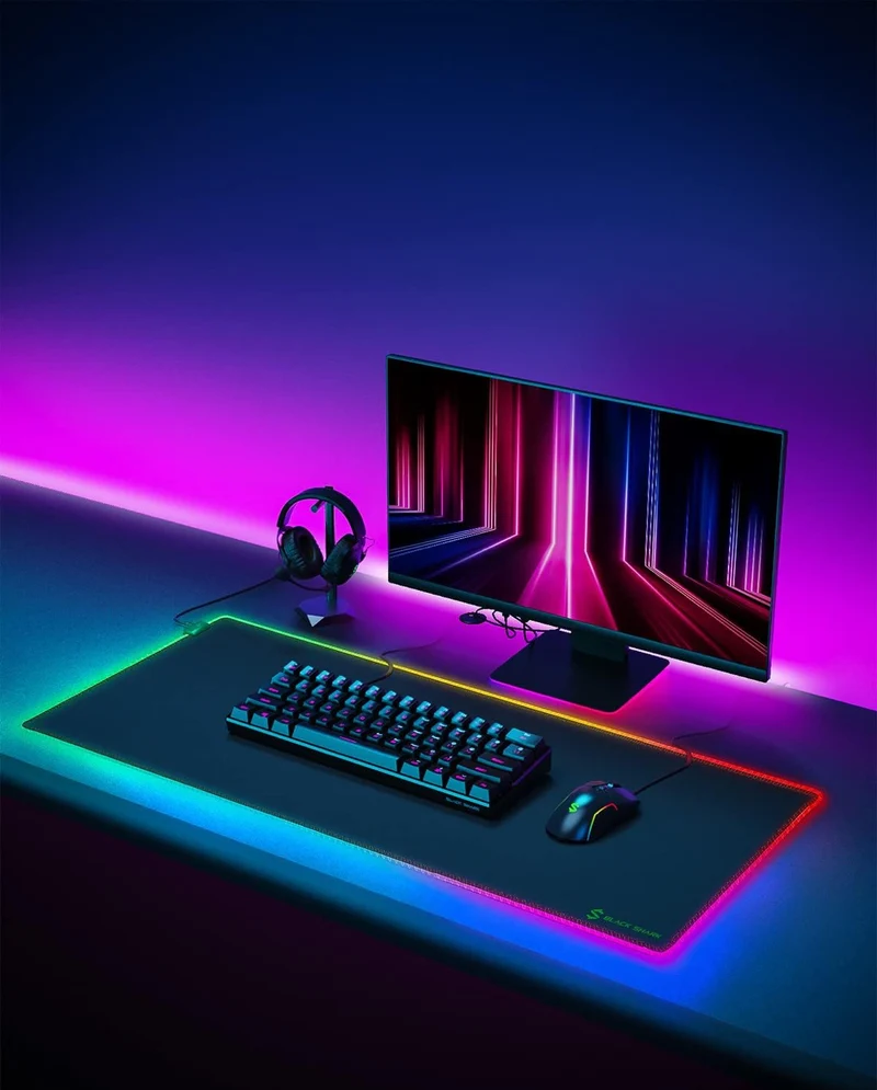 Black Shark RGB 35.4"x15.75"x0.15" Extended Desk Mat with Smooth Surface Manta P7
