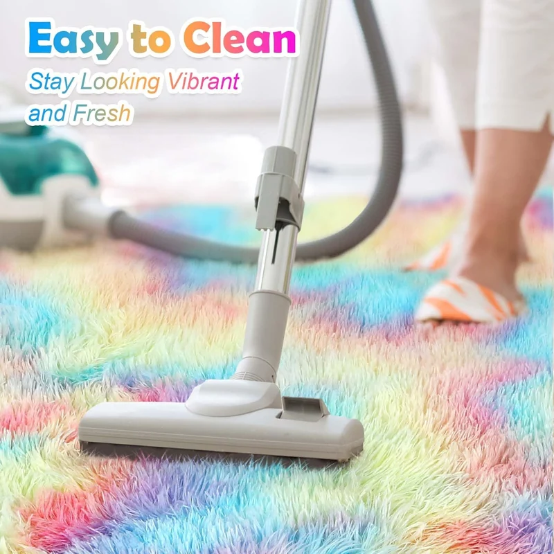 Monobeach Pink Kids Rug for Nursery Children Room Decor Ultra Soft Hexagon Carpet for Princess Tent for Girls Baby Play Mat for Floor 55”x 47” (Rainbow Hexagon, 55”x 47”)