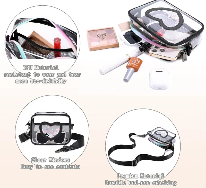 Clear Crossbody Bag for Women Girls Kids Purse Toddlers Shoulder Messenger Handbags Transparent Bags Wallet Pouch