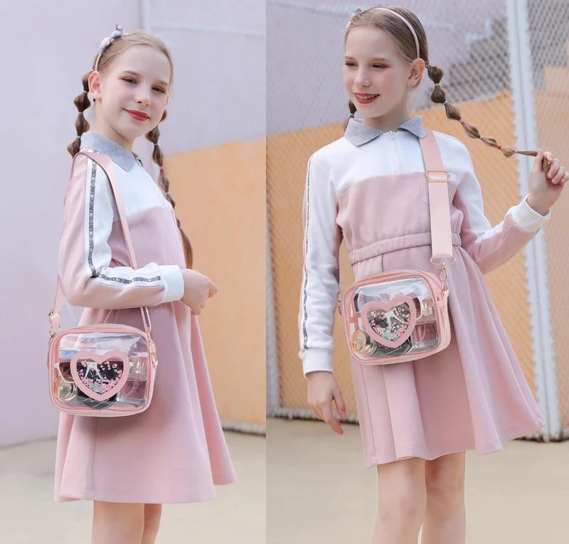 Clear Crossbody Bag for Women Girls Kids Purse Toddlers Shoulder Messenger Handbags Transparent Bags Wallet Pouch