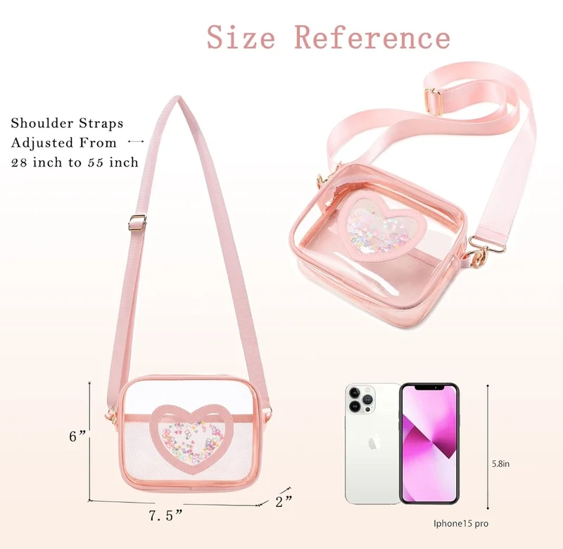 Clear Crossbody Bag for Women Girls Kids Purse Toddlers Shoulder Messenger Handbags Transparent Bags Wallet Pouch