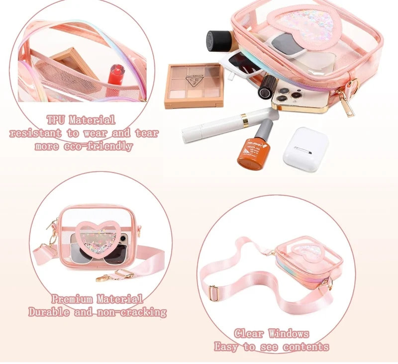 Clear Crossbody Bag for Women Girls Kids Purse Toddlers Shoulder Messenger Handbags Transparent Bags Wallet Pouch
