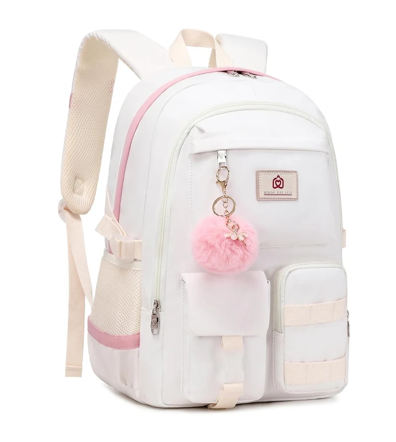 Backpack for Girls Laptop Backpacks 15.6 Inch College Cute Bookbag Anti Theft Primary Elementary School Bag Casual Daypack for Students Teens Girl Women (Beige)