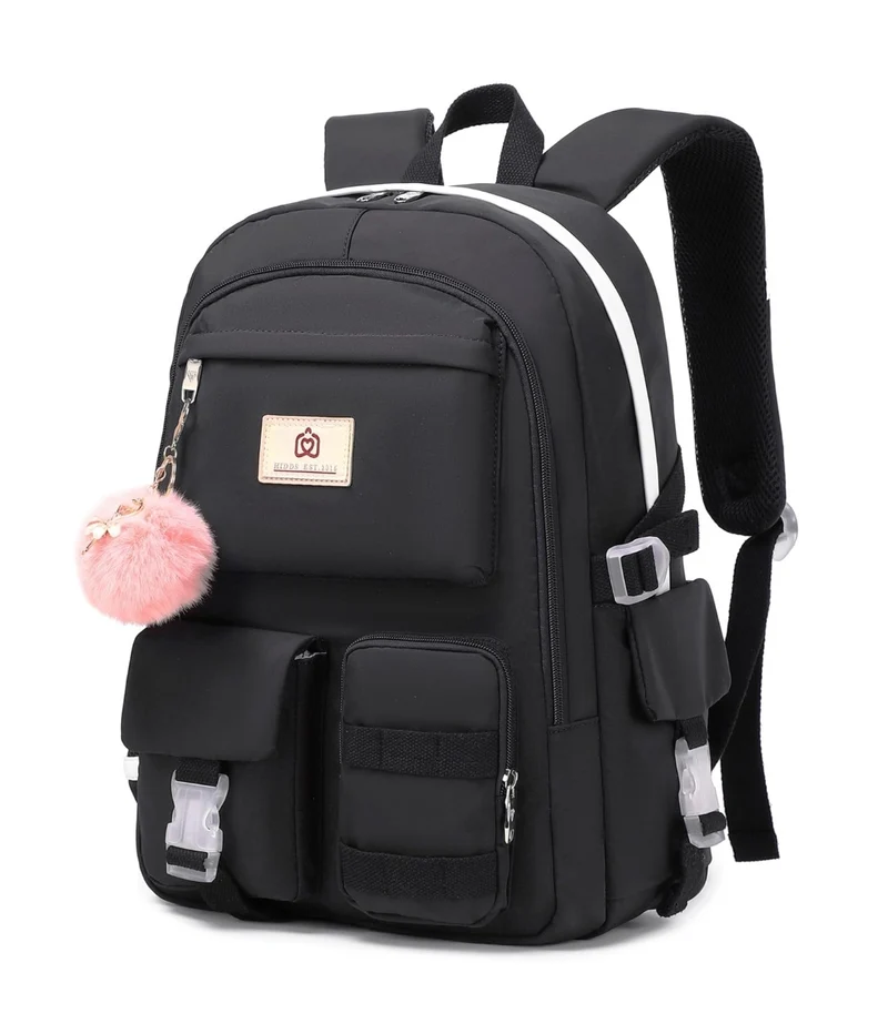 Backpack for Girls Laptop Backpacks 15.6 Inch College Cute Bookbag Anti Theft Primary Elementary School Bag Casual Daypack for Students Teens Girl Women (Black)