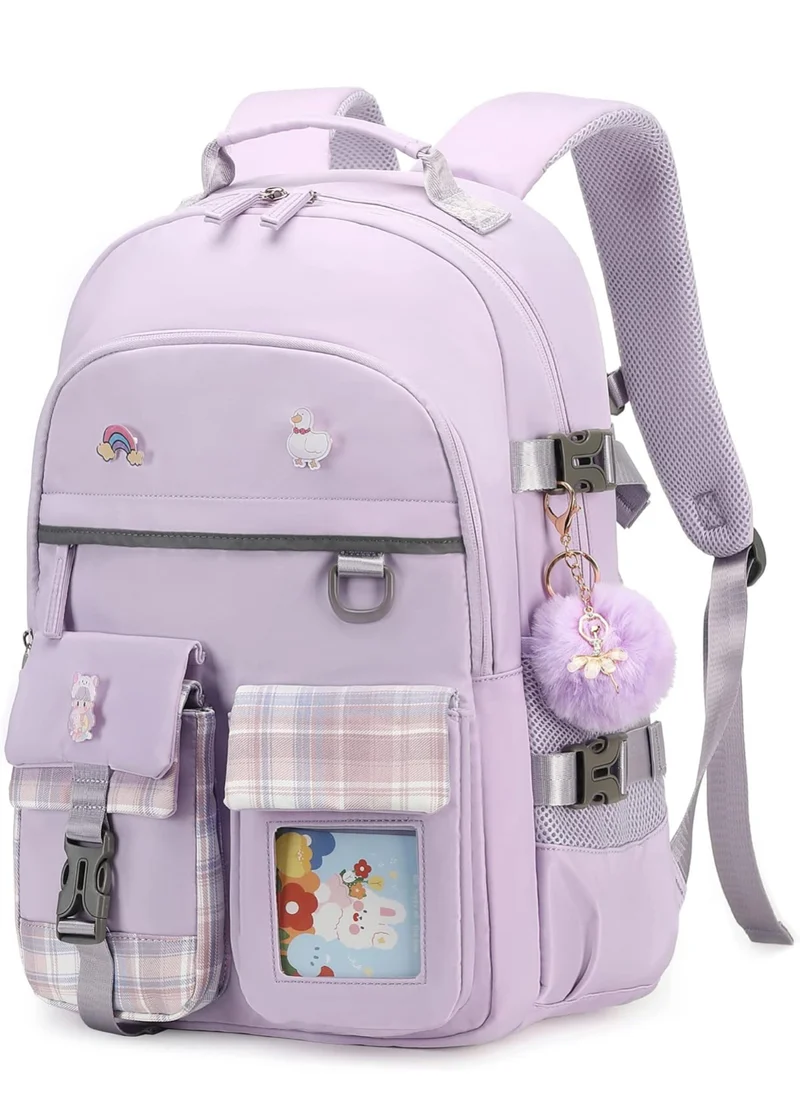 Backpack for Girls, 15.6 Inch Laptop School Bag Kids Kindergarten Elementary College Backpacks Large Bookbags for Teen Girl Women Students Casual Travel Daypacks (Purple)