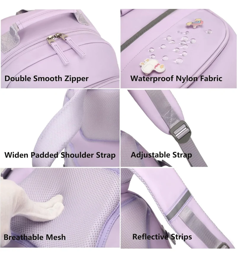 Backpack for Girls, 15.6 Inch Laptop School Bag Kids Kindergarten Elementary College Backpacks Large Bookbags for Teen Girl Women Students Casual Travel Daypacks (Purple)