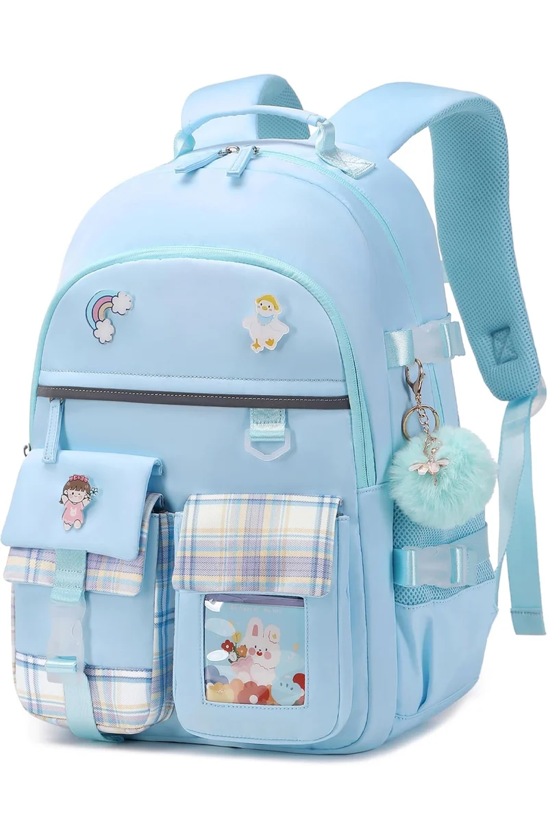 Backpack for Girls, 15.6 Inch Laptop School Bag Kids Kindergarten Elementary College Backpacks Large Bookbags for Teen Girl Women Students Casual Travel Daypacks (Blue)