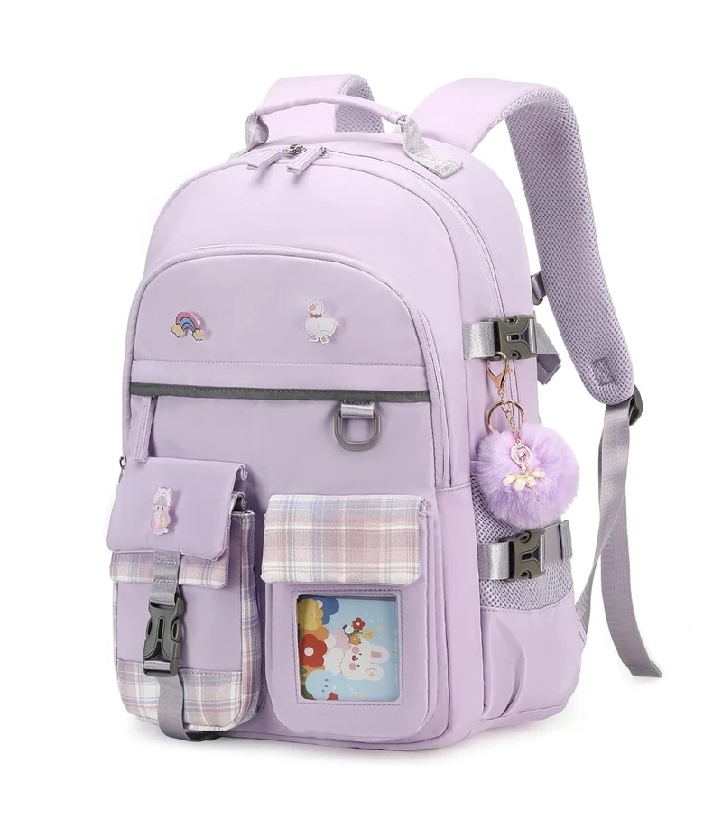 Backpack for Girls, 15.6 Inch Laptop School Bag Kids Kindergarten Elementary College Backpacks Large Bookbags for Teen Girl Women Students Casual Travel Daypacks (Purple)