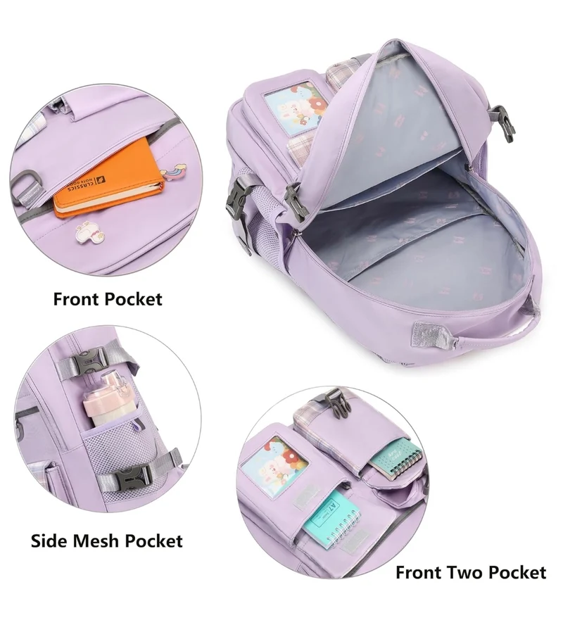 Backpack for Girls, 15.6 Inch Laptop School Bag Kids Kindergarten Elementary College Backpacks Large Bookbags for Teen Girl Women Students Casual Travel Daypacks (Purple)