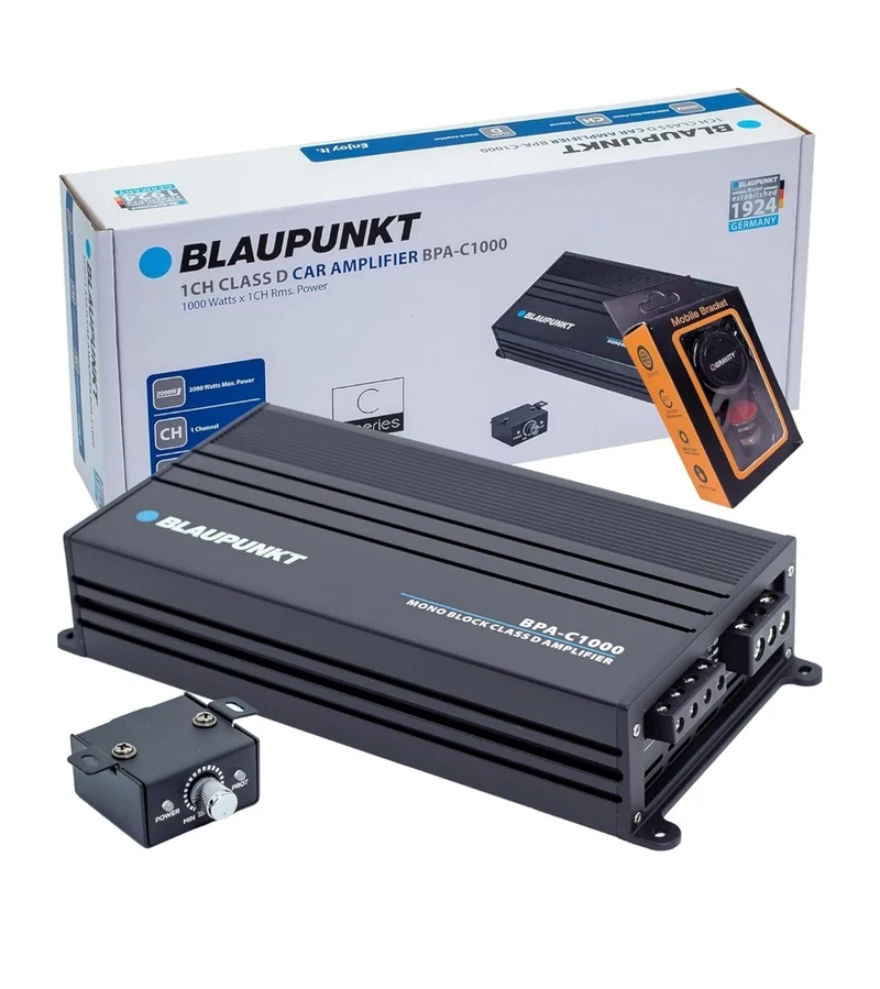 BLAUPUNKT BPA-C1000 Elite C-Series Car Audio Mono Block Class D Amplifier - 1000 Watts x 1-Channel Rms - 2000 Watts Max Power Monoblock Amp - Black