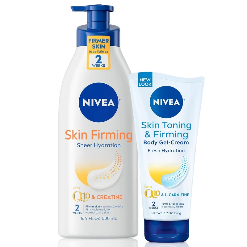 NIVEA Skin Firming Body Lotion Variety Pack with 16.9 Fl Oz Hydrating Body Lotion and 6.7 Oz Skin Firming Gel Cream
