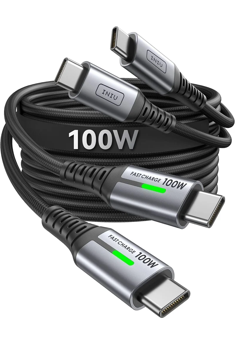 INIU USB-C to USB-C Cable, [3.3ft, 2-Pack] Type C Charging Cord for iPhone 16 15 Pro Max Samsung Galaxy S23 S22 S21 Note 10 MacBook iPad and More