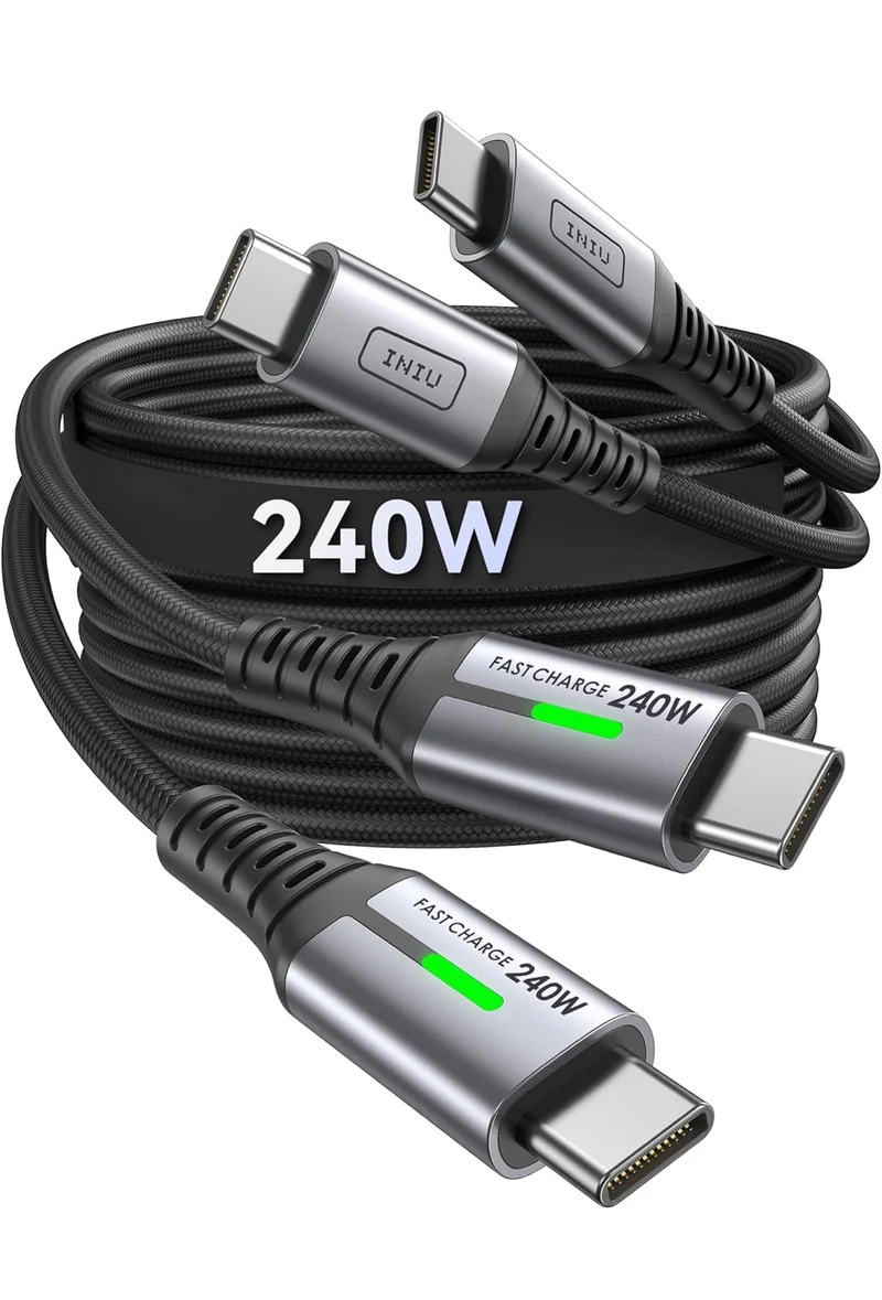INIU USB C Cable 3ft, 2-Pack 240W Fast Charging Cord Type C, Braided USBC to USB-C Charger Cable for iPhone 16 Pro Max 15 Plus Samsung Galaxy S24 Ultra S23 S22 MacBook iPad Steam Deck etc.