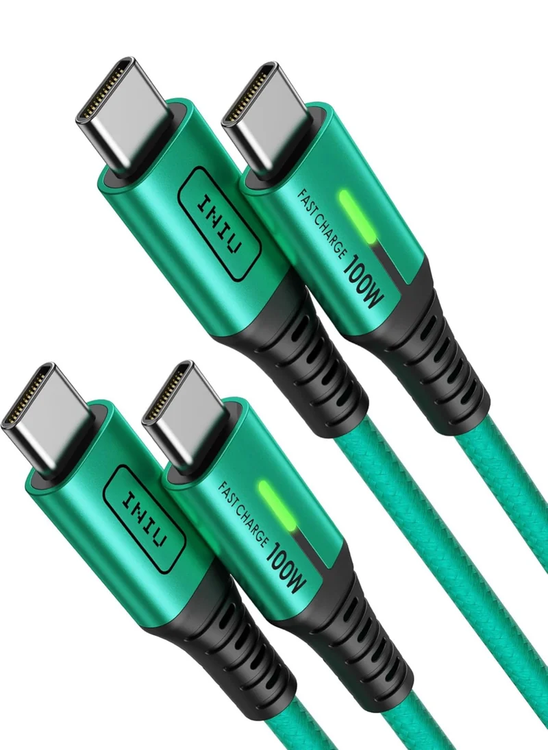 INIU USB C Charging Cable, [6.6ft, Green] 2-Pack Type C Charger Cord for iPhone 16 15 Samsung Galaxy S22 S10 Note 20 Pixel 7 Huawei Xiaomi, MacBook, iMac, iPad, and More