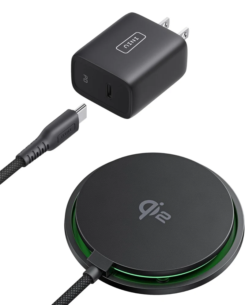 INIU Magnetic Wireless Charger, Qi2 Certified 15W Fast Wireless Charging Pad with Cooling Fan, for iPhone 16 15 14 13 12 Series, AirPods, and More (Adapter Included)