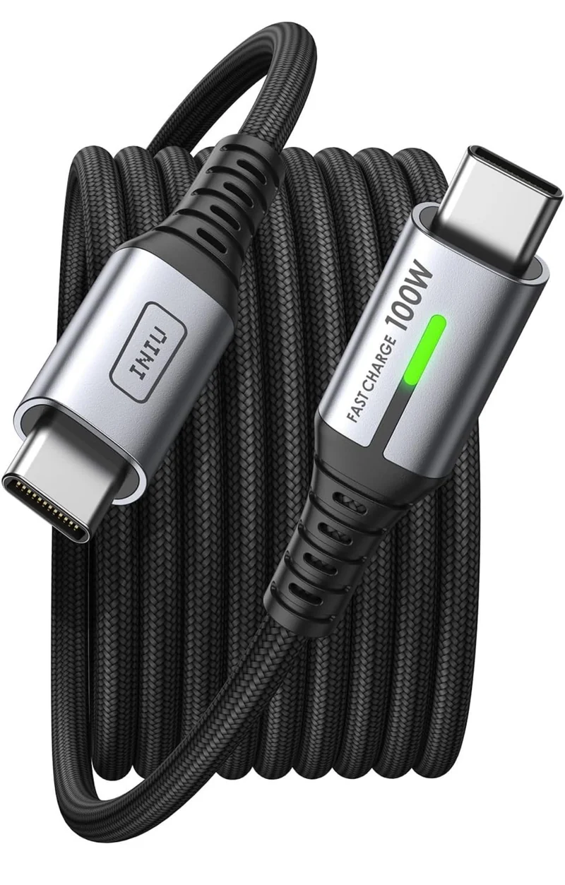 INIU USB C Cable, [6.6ft/2m] 100W PD USBC to USBC Charger Cable Fast Charging, Nylon Braided Type C to C Power Cord Data Cable USB-C for iPad Air MacBook Pro iPhone 16 15 Samsung Galaxy S23 S22 A9
